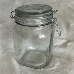Clear Glass Storage Jar with Metal Clamp